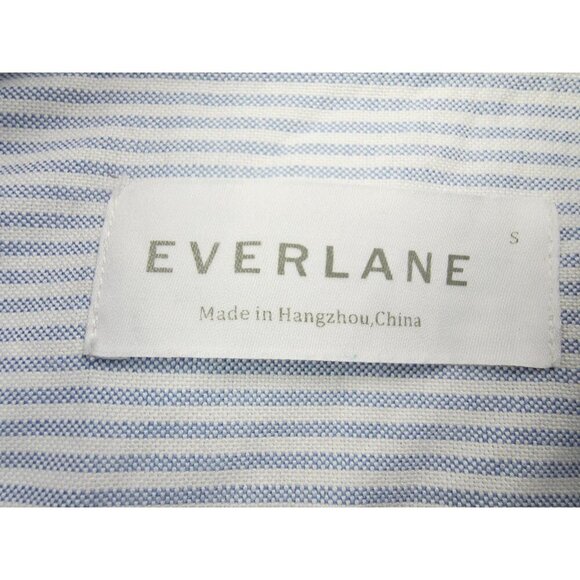 Everlane Size Small Mens White Blue Stripe Button Down Long Sleeve Cotton Shirt - Picture 4 of 9